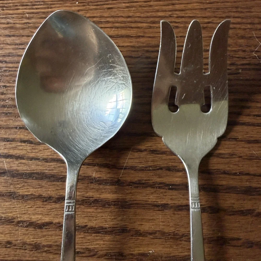 Oneida Community Vinland Stainless Flatware Serving Fork And Casserole Spoon